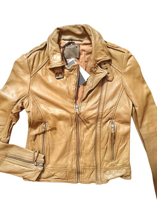 MUUBAA Ново Дамско Кожено яке Горчица UK 12 Medium