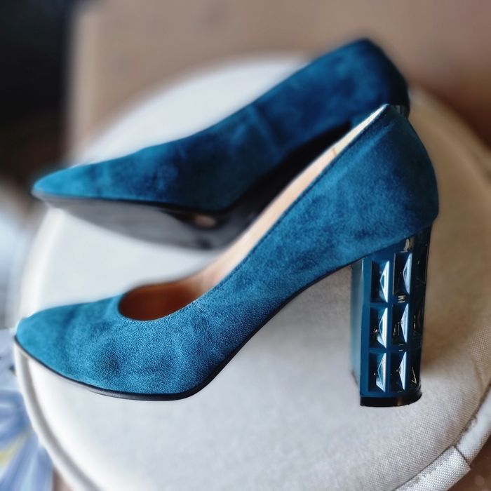 Pantofi damă albastri piele naturala, 39