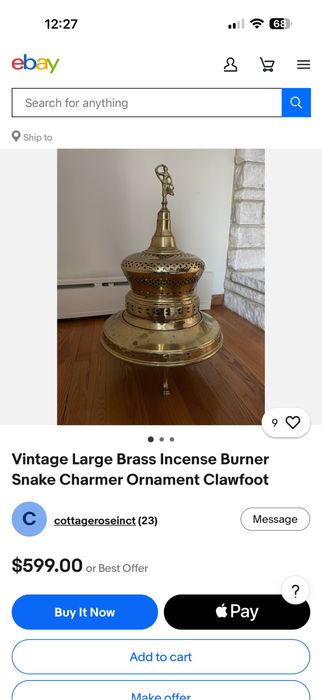 Arzator Mare Brazier Vintage din Alama Bronz