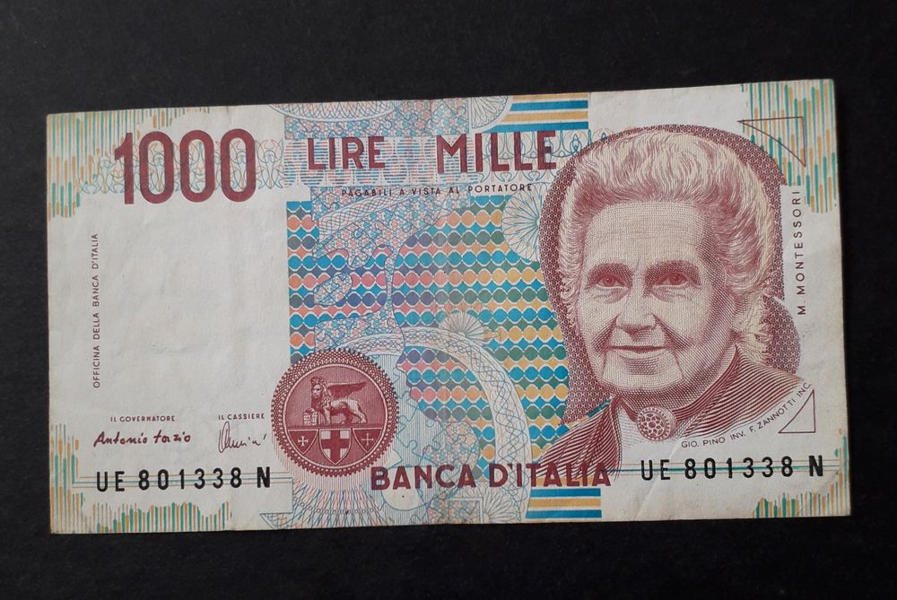 Bancnota 1000 lire M. Montessori