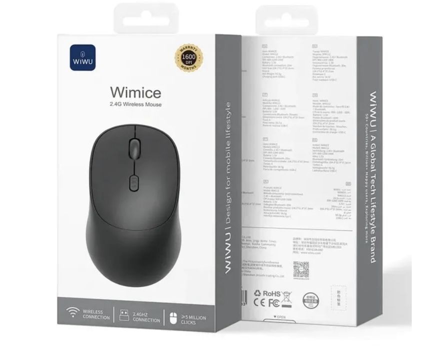 Беспроводная мышь WiWU WM112 2.4G Wireless Office Mouse,черная и белая