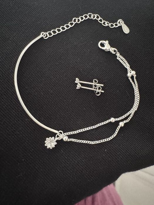 Нова сребьрна гривна + обеци