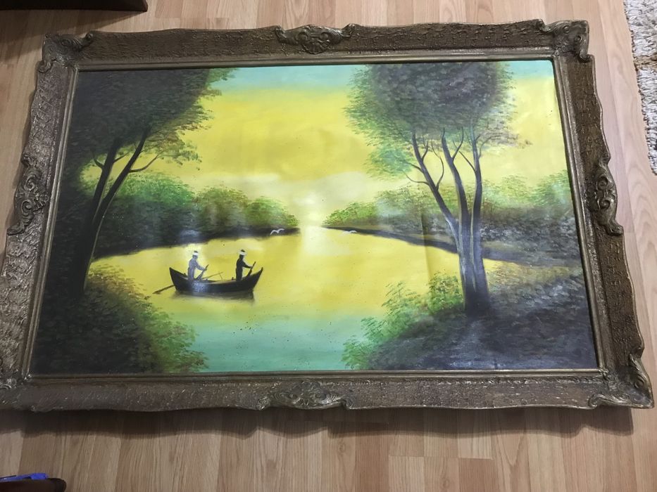 Tablou pe panza peisaj lac si padure