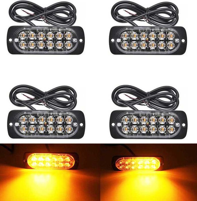 4 БР! Блиц аварийна светлина с 12 диода мигащи светлини