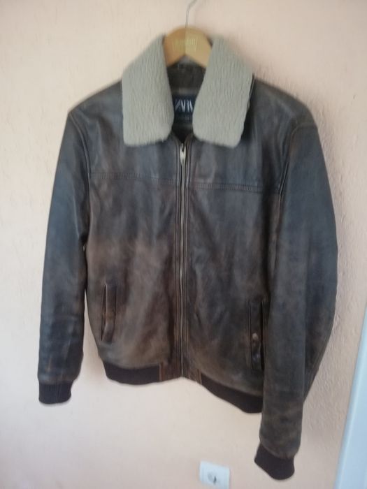 Geaca piele bărbati Zara Man Aviator L