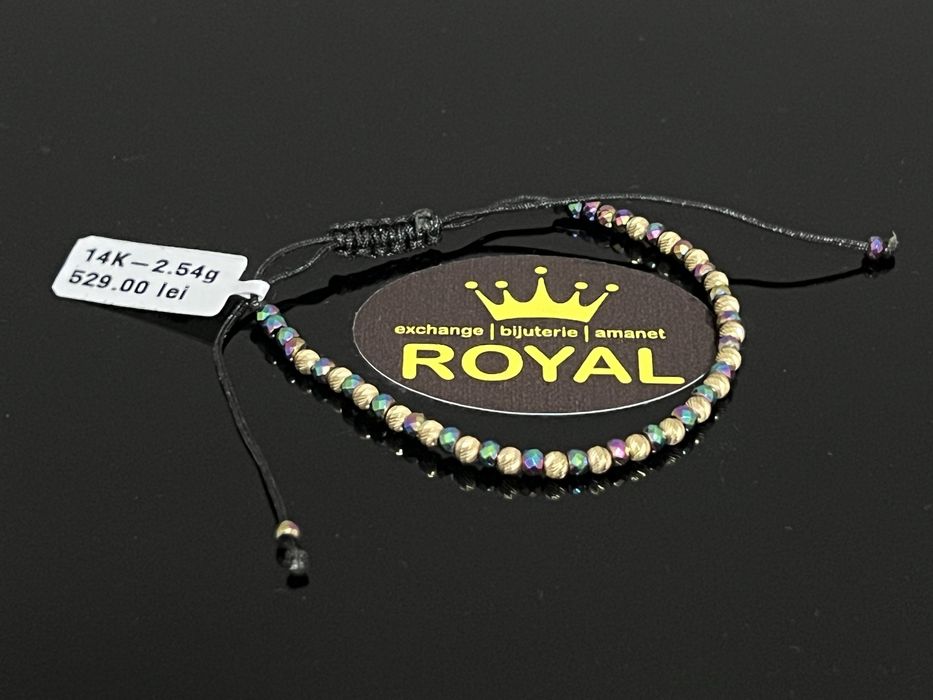 Bijuteria Royal CB : Bratara cu snur bile aur 14k 2,54 grame