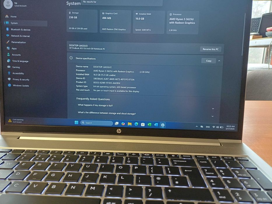 15.6'FHD IPS HP ProBook Ryzen 5 5625U 12x 4.30Ghz /16GB DDR4/256GB SSD