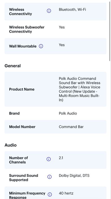 Soundbar с безжичен буфер Polk Audio 2.1 с Alexa, страхотен чист звук