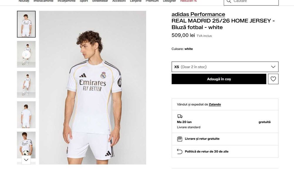 Tricou pentru fotbal REAL MADRID 25/26 HOME JERSEY - marimea S si XL
