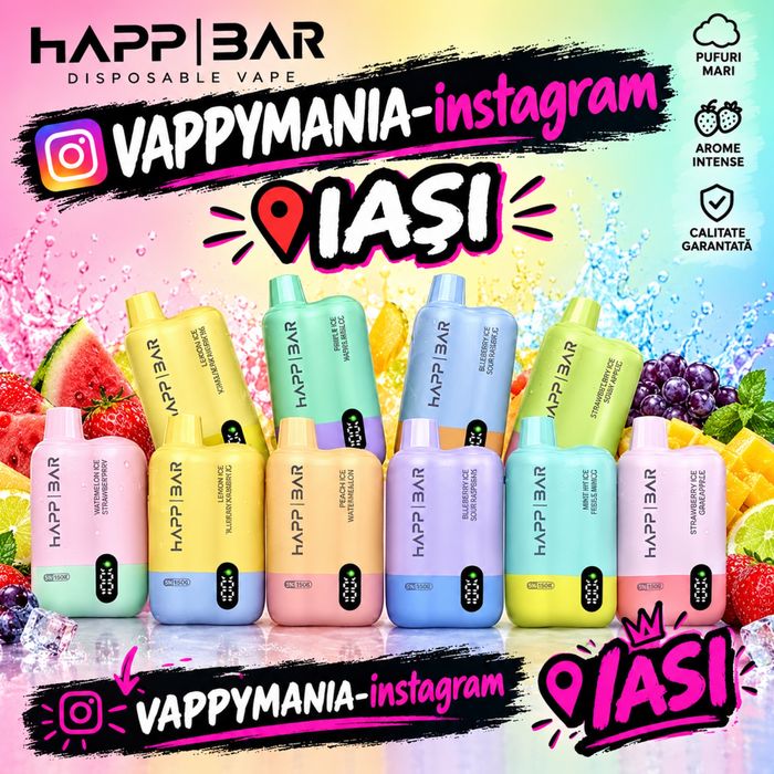 Vape happ bar 150k puffs 2 arome interschimbabile