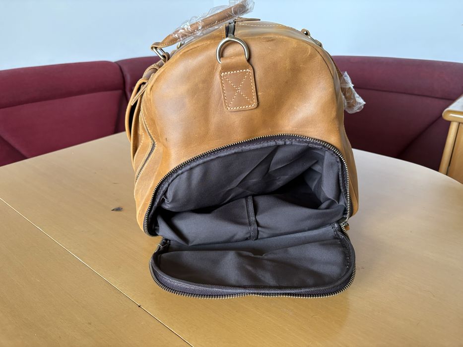 Кожен сак / пътна чанта от конска естествена кожа – светло кафяво