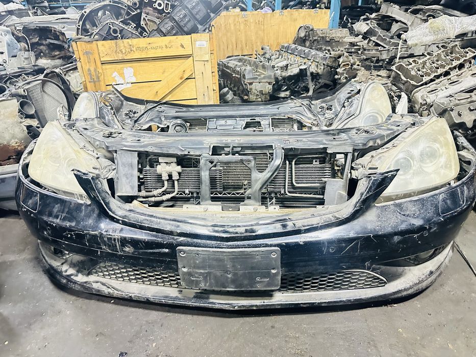 W221 ноускат AMG бампер мерседес бу запчасть радиатор электро винт