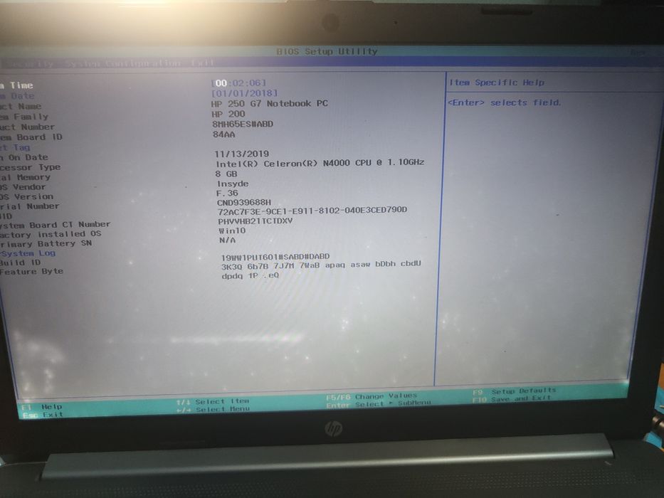 Hp 250 g7, intel celeron functional