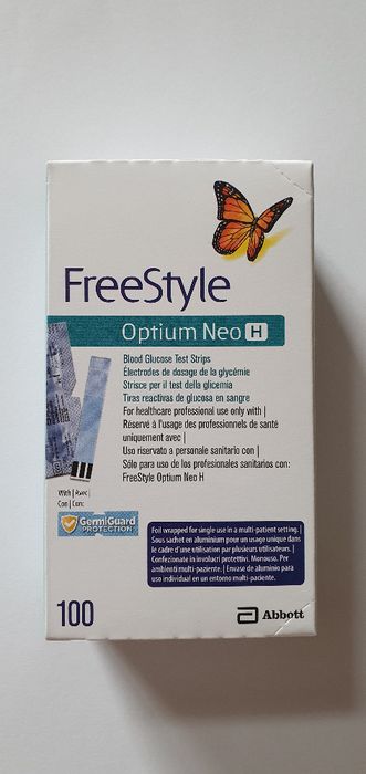 100 бр. Тест ленти за кръвна захар Freestyle Optium годност 31/07/2026