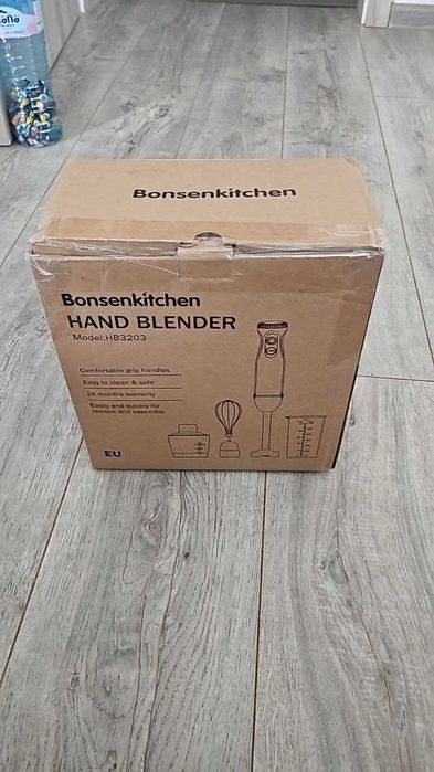 Ръчен блендер Bonsenkitchen от неръждаема стомана, 4-в-1