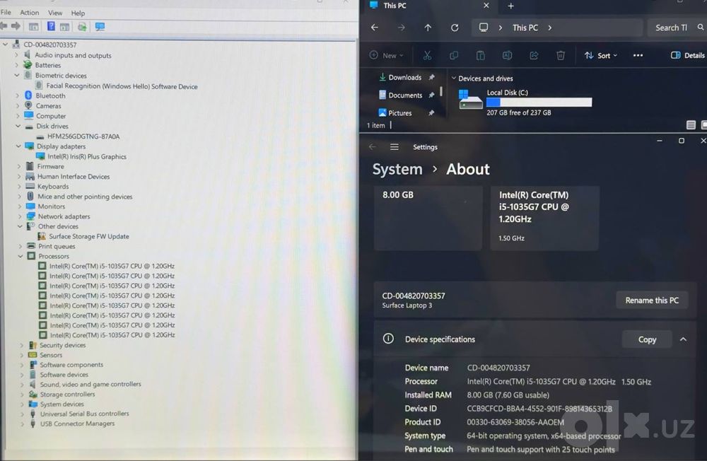 MICROSOFT SURFACE 3 Core I5 10th touchsreen