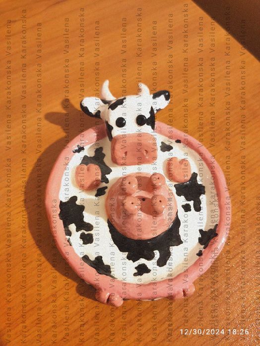 Глина глинена фигура фигурка Крава за ароматни пръчици по поръчка