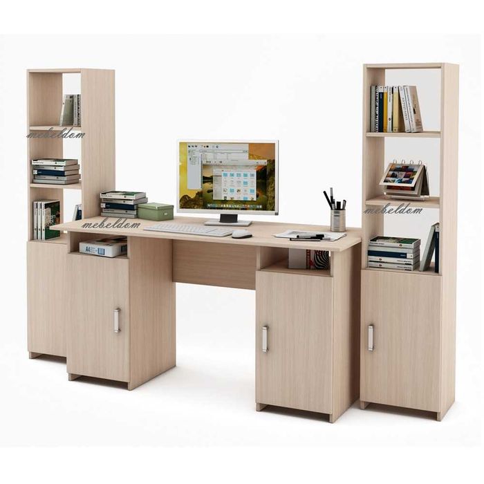 Бюро 143см. с 2 плавни врати и 2 етажерки с плавни врати(код-0915)