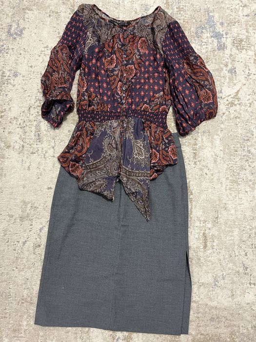 Zara fusta si bluza din matase/S
