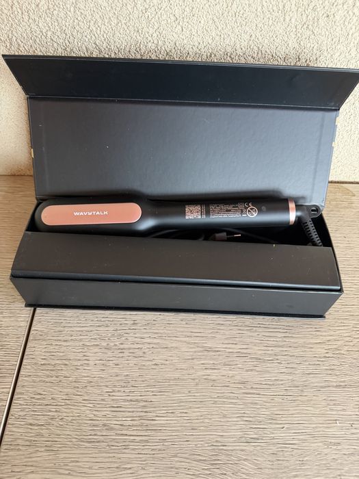 Perie de indreptat parul Wavytalk, placa ionica si perie 2 in 1, perie de indreptat cu ceramica anti-arsura, cu afisaj LED, pentru uz acasa si salon.