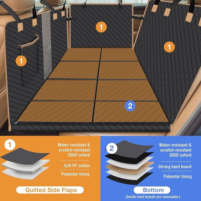 Усилено покривало/ легло/ за задна седалка за куче с твърдо дъно (XXL)