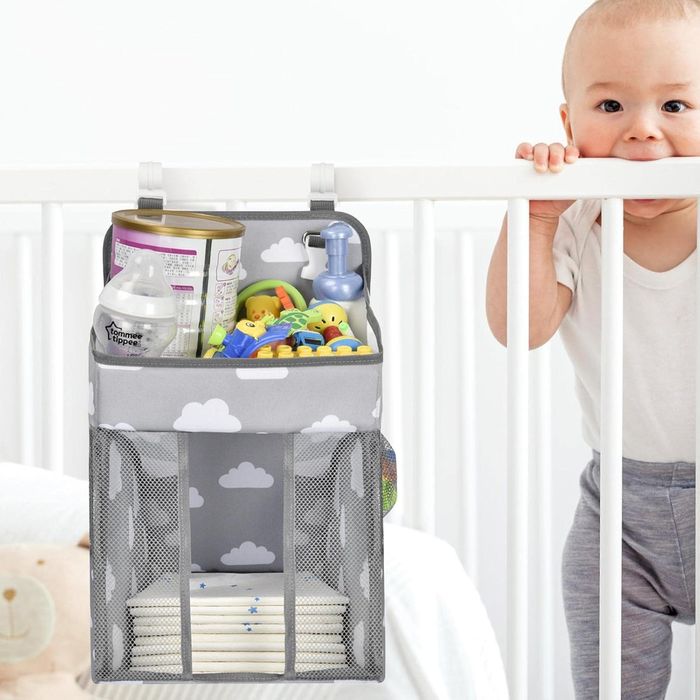Organizator pentru patut, Tecos®, scutece, 43x28x20cm, gri