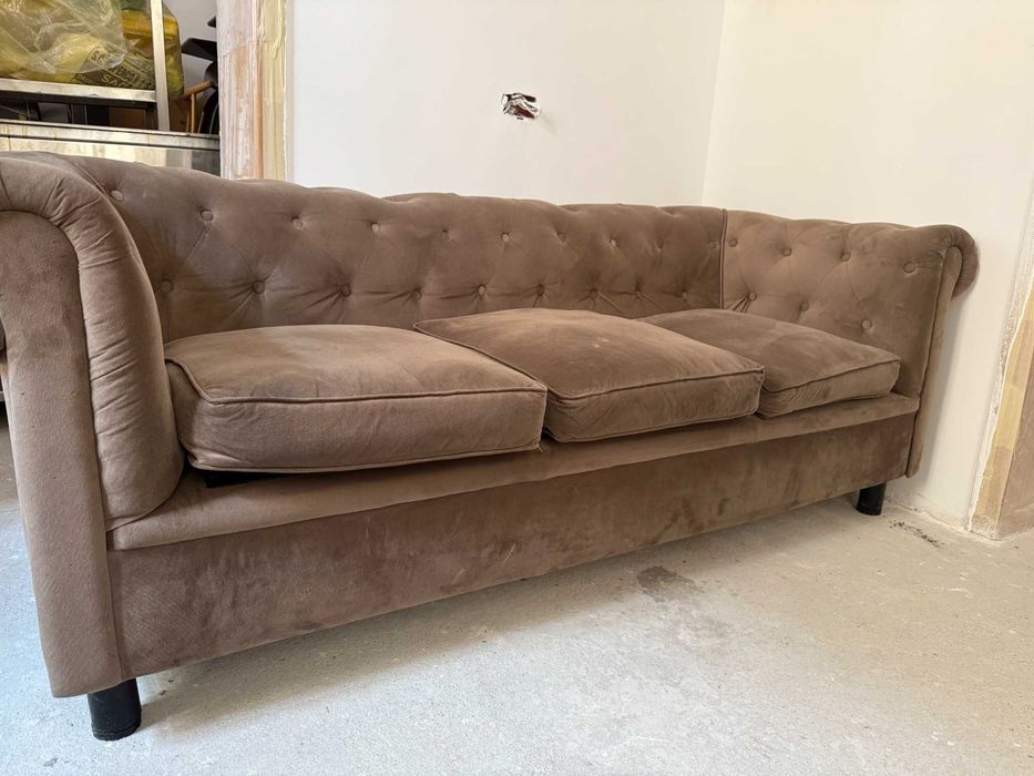 Canapele Chesterfield catifea – 1 x 3 locuri + 2 x 2 locuri | Stare foarte bună