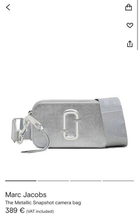 Geanta Marc Jacobs Snapshot argintie originala cu bon achizitie