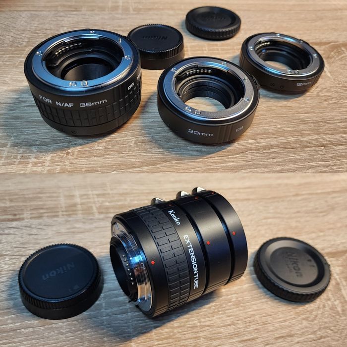 lot obiective + teleconvertoare + tuburi macro diverse monturi