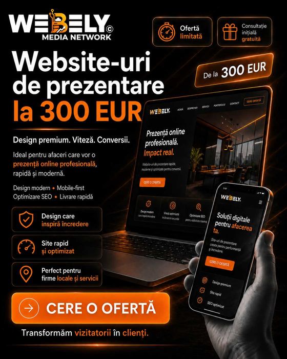 Creare website de prezentare profesional pentru firme | Webely