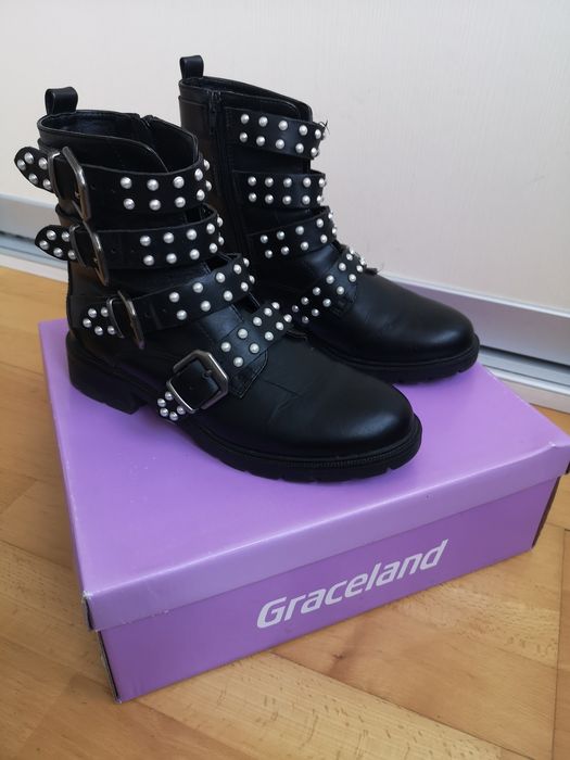 Bocanci ghete dama negre tinte rock 38