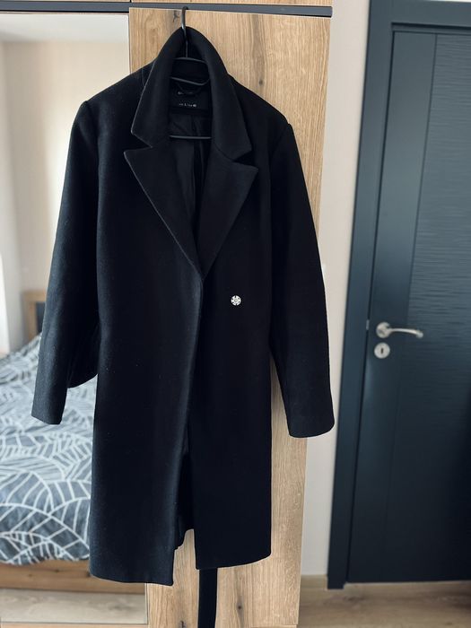 Дамско черно палто L