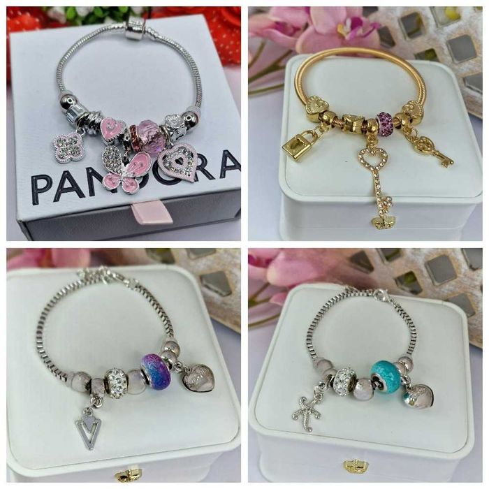 Гривни Pandora Pink Angel Key, Butterfly Gold, Blue Handmade,  Black Moon Gold, Purple Moon