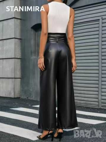 Кожен панталон с висока талия