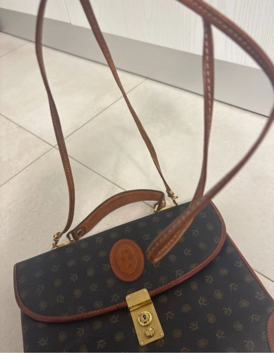 Geantă vintage Kenzia Monogram Satchel, piele, Made in Italy