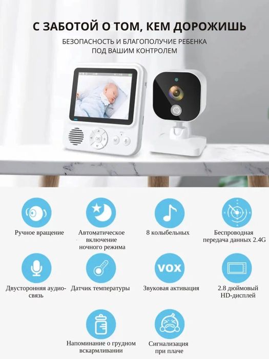 Умная и качественная видеоняня Baby monitor с камерой Доставка есть!