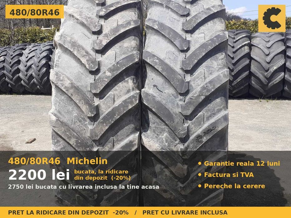Cauciucuri 480/80R46 18.4R46 18.4-46 48080R46 Michelin ANVELOPE Tractor Prasit 2 BUCATI Radiale SH GARANTIE Factura TVA