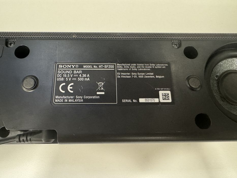 Саундбар Sony HT-SF200 (HT-S200F) - 2.1 с вграден субуфер и HDMI ARC
