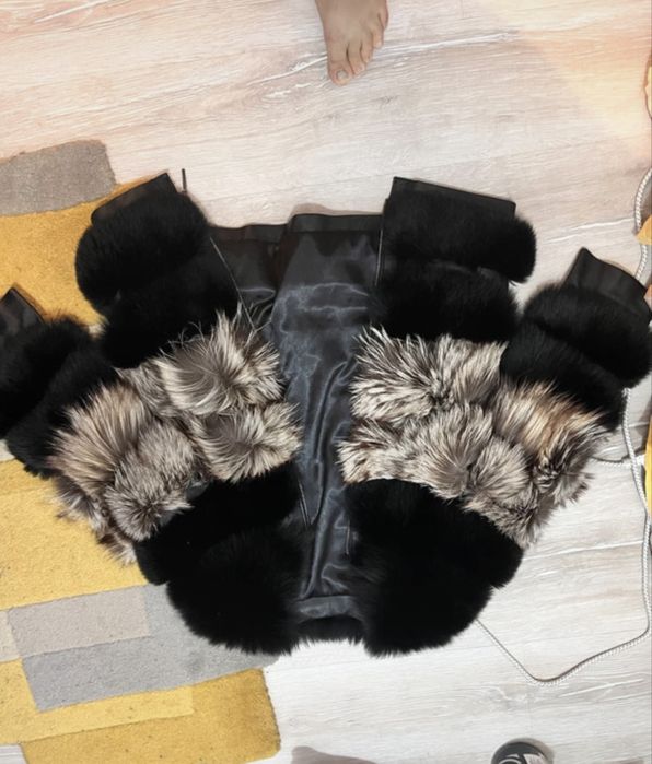 Blana naturala vulpe neagra/ argintie