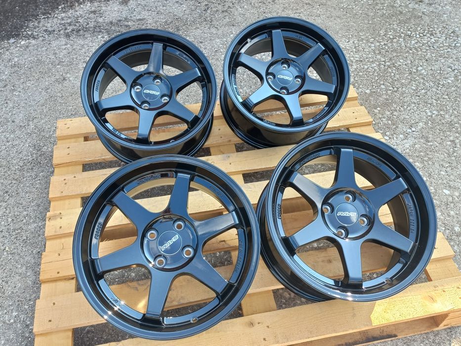17.4x100 Rays t37 Volk Racing 7.5ж ет35 vw opel honda suzuki bmw e30 Piano Black.
