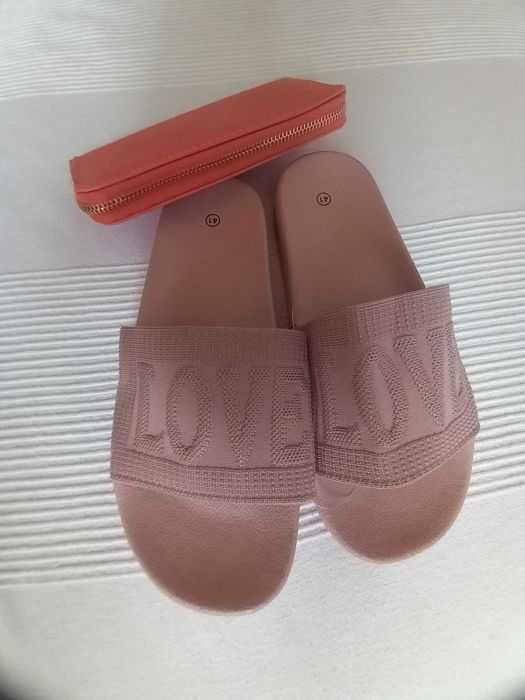 Șlapi noi roz dama + portofel nou cadou