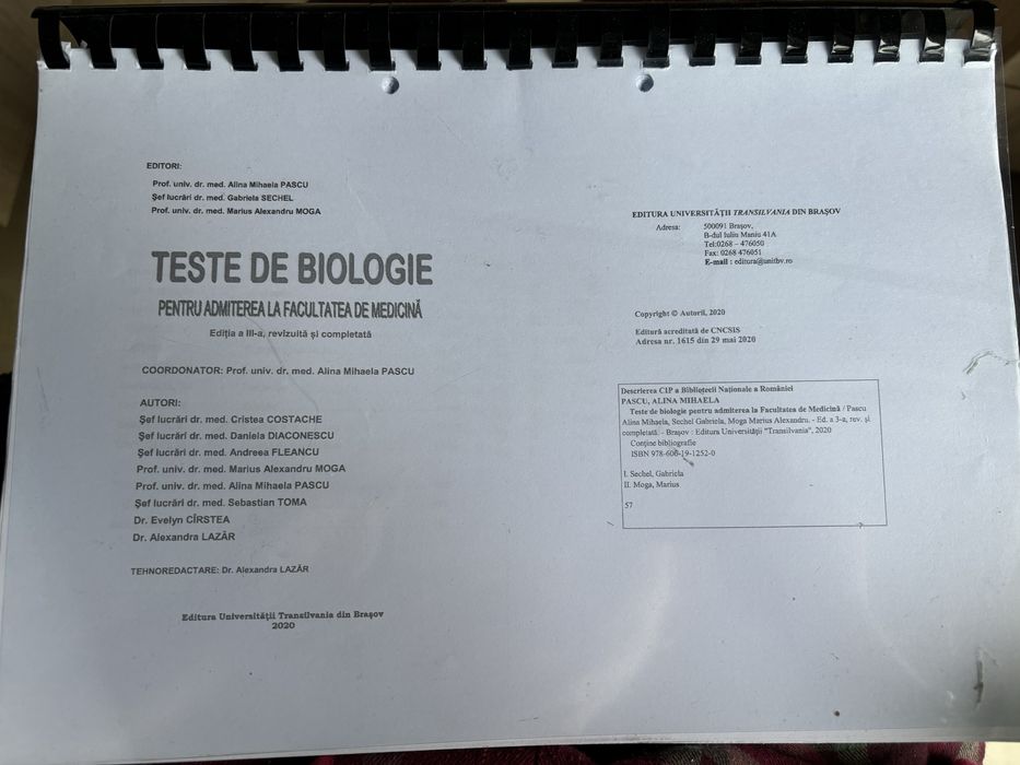 carte grile admitere medicina Brasov