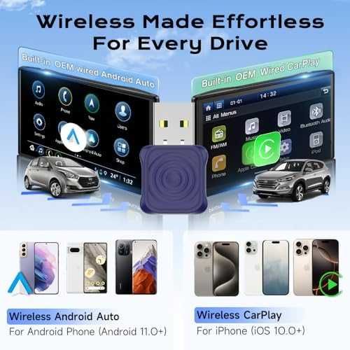 Нов Безжичен адаптер CarPlay Android Auto USB-A/C Plug & Play за кола