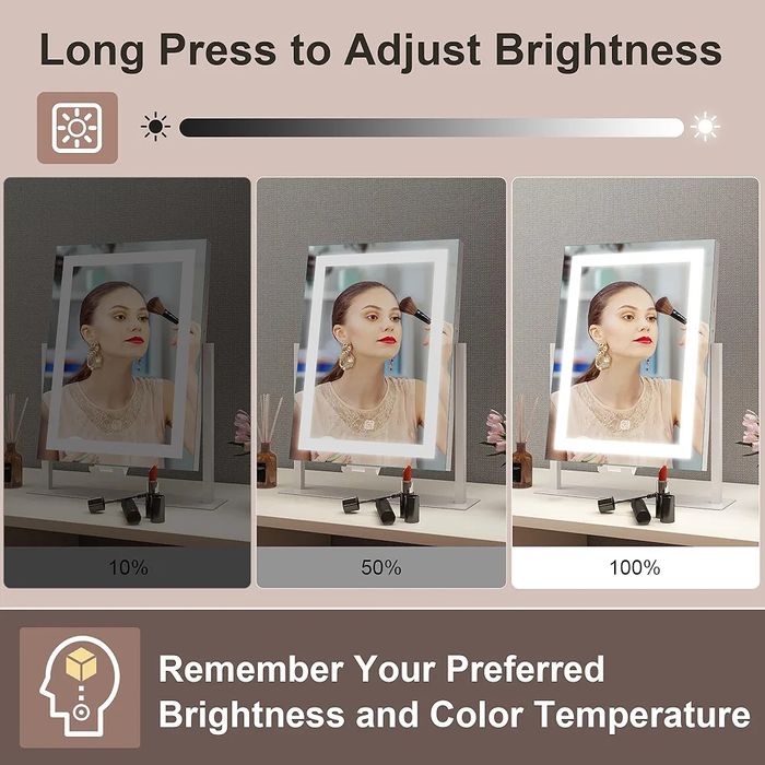 Гримьорско LED  Козметично огледало USB порт за зареждане