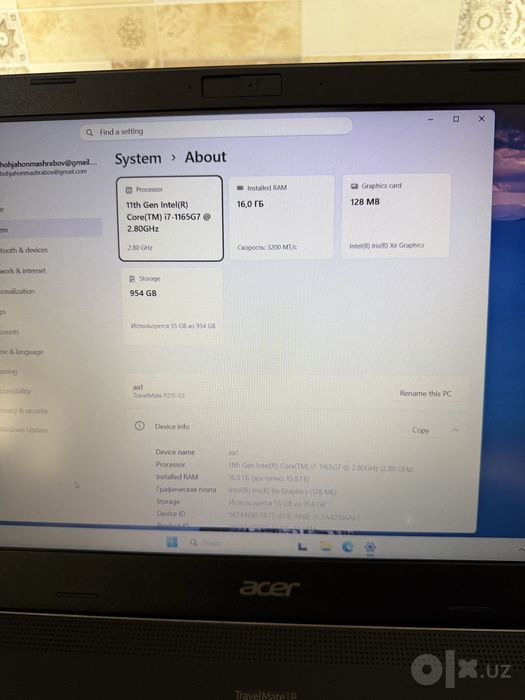 Acer travelmate Core i7 1135g7 1tb ssd nvme Notebook