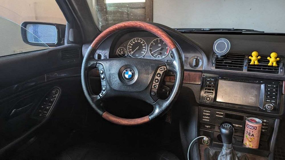 Volan BMW E39 E38 E53 multifuncțional lemn + piele cu airbag