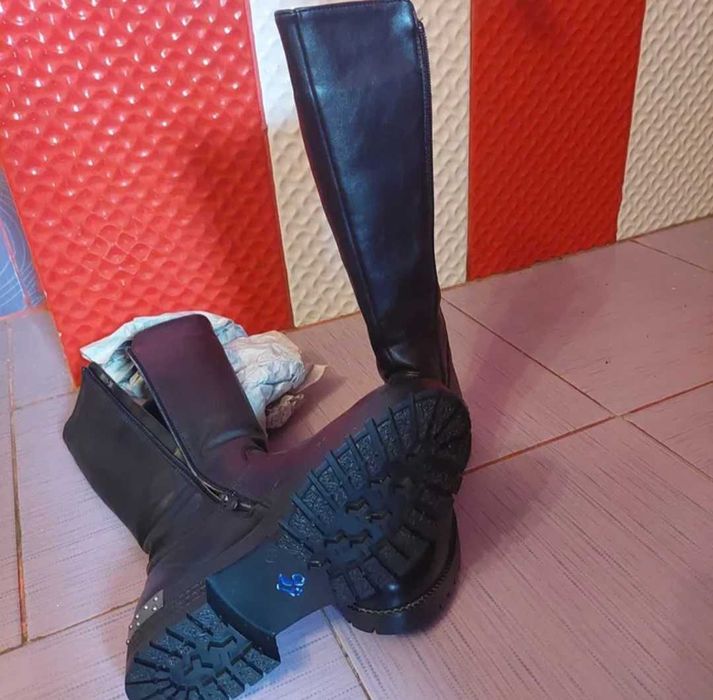 Cizme lungi blanite casual