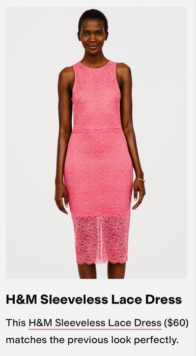 Rochie Midi Creion Roz H&M Dantela Noua cu Eticheta S