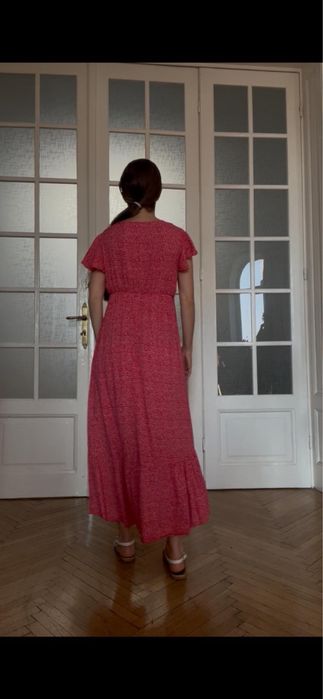 Rochie lunga slb cu rosu marimea 38 (M)
