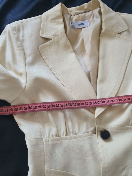 Sacou Mango MNG XS lyocell & in crem galben mustar slim fit nou elegant vară